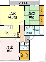プラザルミエールB 2LDKの間取図画像