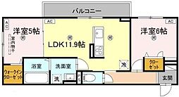 エムフルージュ 2LDKの間取図画像