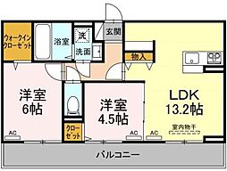 ドリーム庄町 2LDKの間取図画像