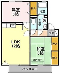 フルールメゾンB 2LDKの間取図画像