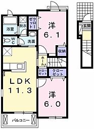 マーヴェラスB 2LDKの間取図画像
