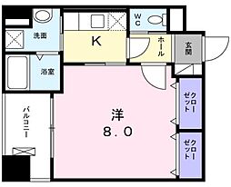 ソワ・リヴィエール 1Kの間取図画像