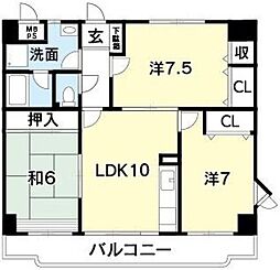 サンライズアベニュー 3LDKの間取図画像