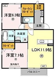 レーベンヒルズA 2LDKの間取図画像