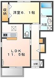 カーサフェリーチェ 1LDKの間取図画像