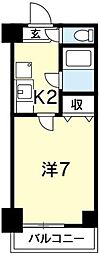 グランヴィア常三島東館 1Kの間取図画像