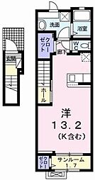 ボンヌ・シャンス 1Kの間取図画像
