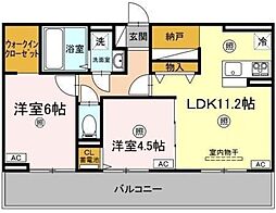 サンセール問屋町II 2LDKの間取図画像
