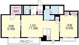 ベレオコンフォートキタシマダB 2LDKの間取図画像