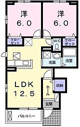 アンジュールB 2LDKの間取図画像