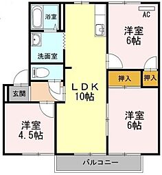 アゼリアパークハウスG 3LDKの間取図画像