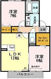 グラン・リーオD 2LDKの間取図画像