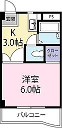 長野ハイツ 1Kの間取図画像
