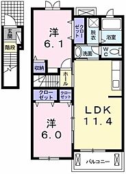 ジュ スイ エレガントII 2LDKの間取図画像