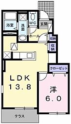 シエル・エトワレIV 1階1LDKの間取り