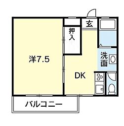 ツインハイツ 3階1DKの間取り