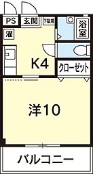 サンセイビル 1Kの間取図画像