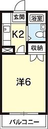 ルームズ12 1Kの間取図画像