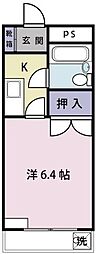 冨士ハイツ 1Kの間取図画像