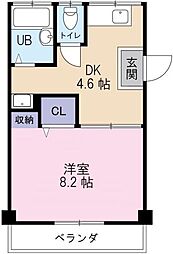 TSハイツ 2階1DKの間取り