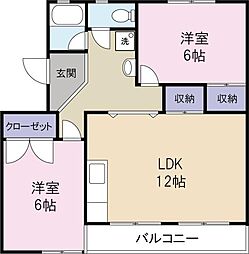 沖浜コーポ 2LDKの間取図画像