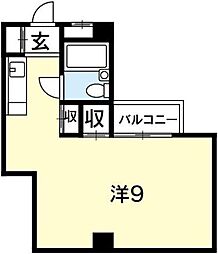 アメリカンパレス 3階ワンルームの間取り