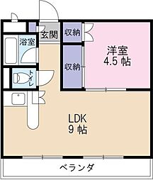 ROCK VALLEY 庄町 1階1LDKの間取り