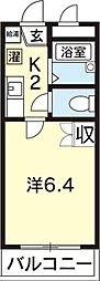 ハイツ米田 1階1Kの間取り