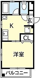 メゾン・ド・野口 3階1DKの間取り