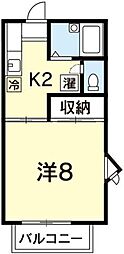 和修3号館 1階1DKの間取り