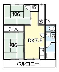 城見ハイツ 2DKの間取図画像