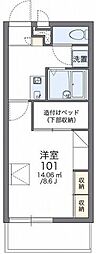 レオパレス南の風2 1Kの間取図画像