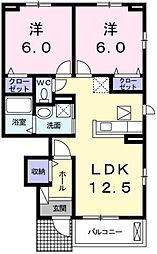 ル・グラン矢三 II 1階2LDKの間取り