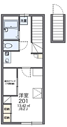 レオパレスメルヴェイル 1Kの間取図画像
