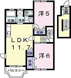 ソレイユ・ルヴァンA 2LDKの間取図画像