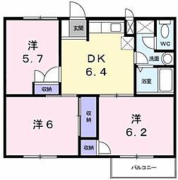 マツモトGマンションA 3DKの間取図画像