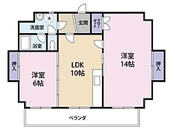 郡ハイツ 2LDKの間取図画像