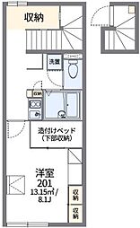 レオパレスウェル春日 1Kの間取図画像
