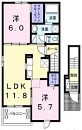 エヴェリーナ3 2LDKの間取図画像