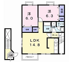 サンシェールB 2LDKの間取図画像