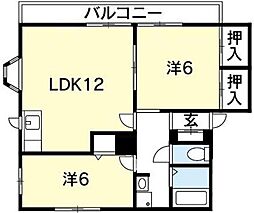 ビレッジ夢 2LDKの間取図画像
