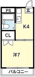 住吉ビューハイツ 1DKの間取図画像