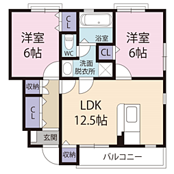ドエル・四季弐番館 2LDKの間取図画像