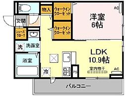 シャルマン上吉野 3階1LDKの間取り