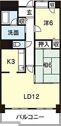 グランヴィア常三島西館 2LDKの間取図画像