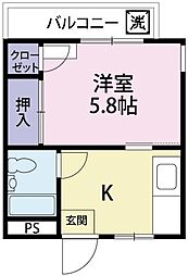 メゾンコサージュ 1Kの間取図画像