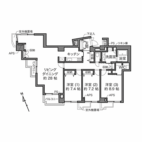 間取り グランヌーブ中野 9階/-