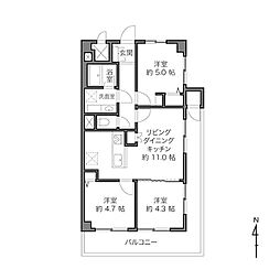 東建多摩川マンション 3LDKの間取図画像