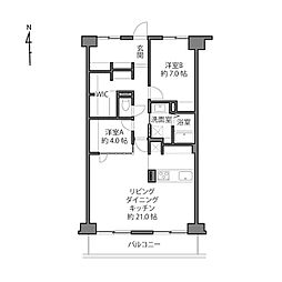 エコロジー落合レジデンス1 2LDKの間取図画像