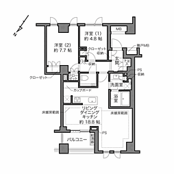 プラウド上原 2LDKの間取図画像